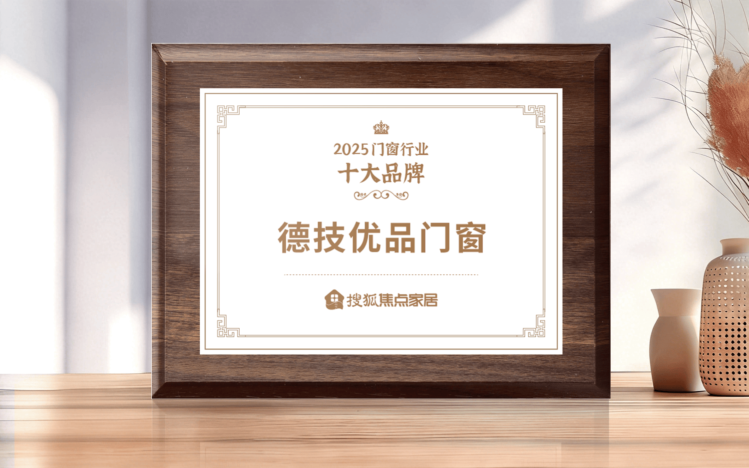 德技優品門窗榮獲“2025門窗行業十大品牌”
